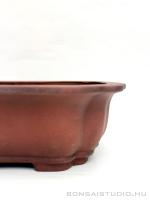 Íves felületű mázatlan bonsai tál}