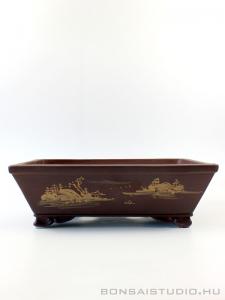 Mázatlan bonsai tál mintás oldalfallal 01.
