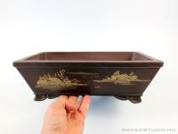Mázatlan bonsai tál mintás oldalfallal 01.